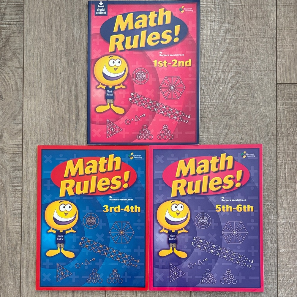 3 NEW Math Rules Kids Workbook Set